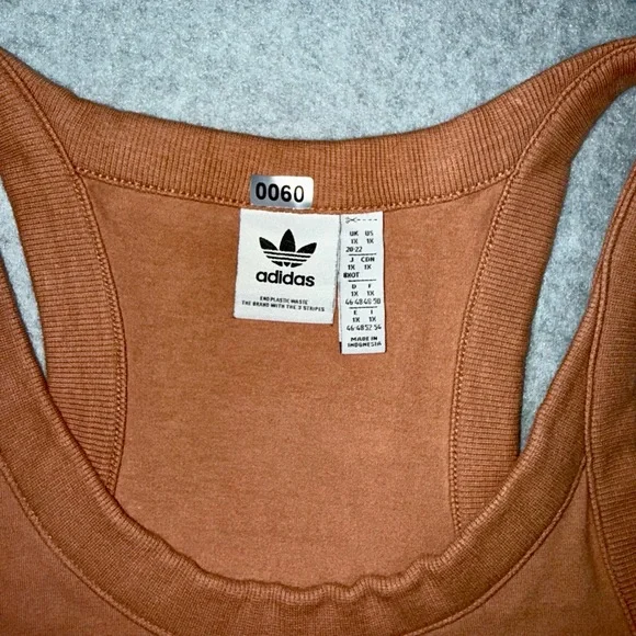 Adidas Womens Dress 1X Brown Tank Racerback Side Stripes Logo Athleisure Stylish - Picture 3 of 6
